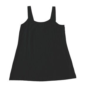 Eileen Fisher Sleeveless Tank Top L Black Tunic Shell Rayon Knit Scoop Neck Work